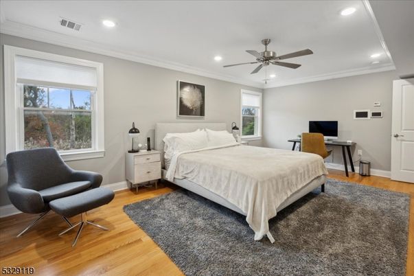 Bedroom, Home Office, Interior, Recessed Lighting, Wood Texture Flooring