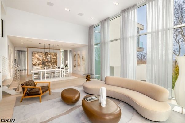Dining room, Interior, Living room, Pendant Lights, Recessed Lighting, Wood Texture Flooring