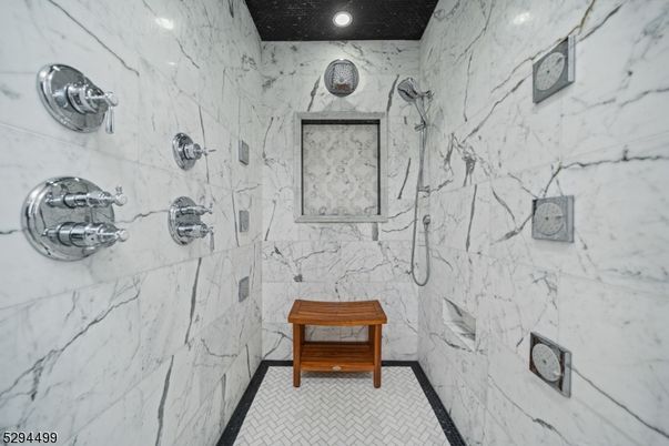 Bathroom, Interior, Marble Walls, Recessed Lighting