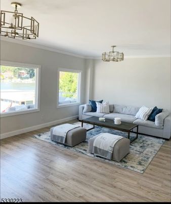 Chandelier, Interior, Living room, Wood Texture Flooring