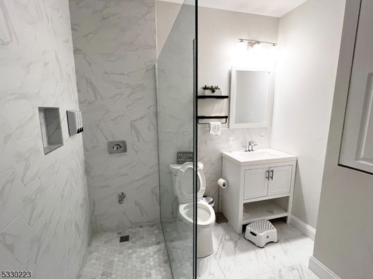 Bathroom, Glass Shower, Interior, Marble, Marble Walls