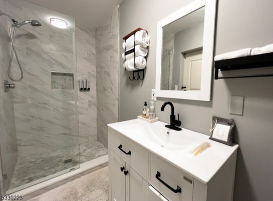 Bathroom, Glass Shower, Interior, Marble Walls