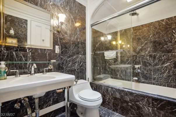 Bathroom, Glass Shower, Interior, Marble Walls