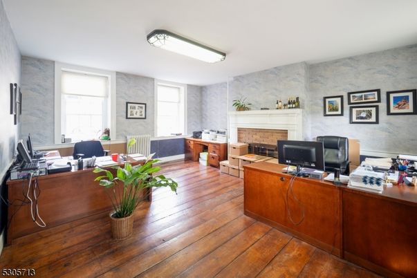 Fireplace, Home Office, Interior, Wood Texture Flooring