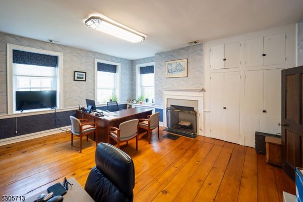 Fireplace, Home Office, Interior, Wood Texture Flooring