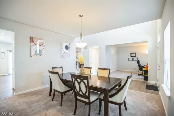 Dining room, Fitness Equipment, Interior, Pendant Lights, Wood Texture Flooring