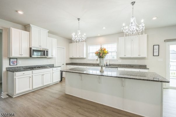 Chandelier, Interior, Kitchen, Recessed Lighting, Wood Texture Flooring