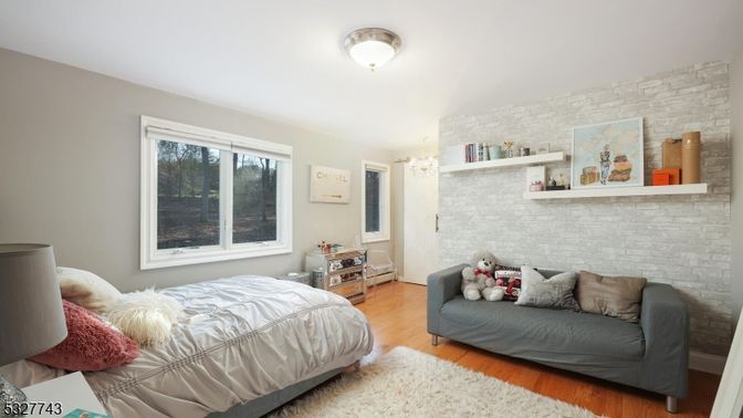 Bedroom, Interior, Stone Walls, Wood Texture Flooring