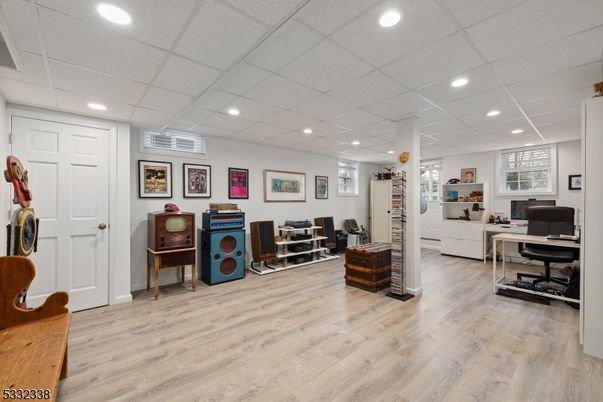 Home Office, Interior, Recessed Lighting, Wood Texture Flooring