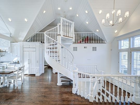 Chandelier, Dining room, Interior, Pendant Lights, Recessed Lighting, Wood Texture Flooring