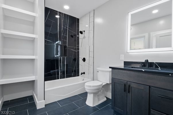 Bathroom, Glass Shower, Interior, Marble Walls, Recessed Lighting