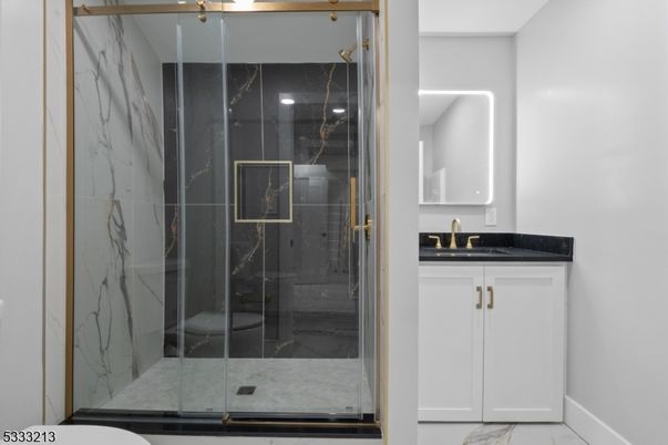 Bathroom, Glass Shower, Interior, Marble, Marble Walls