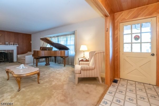 Fireplace, Interior, Piano, Wooden Ceilings, Wooden Walls