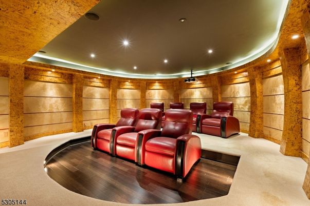 Home Theatre Room, Interior, Projection Screen, Recessed Lighting, Theatre Room, Wood Texture Flooring