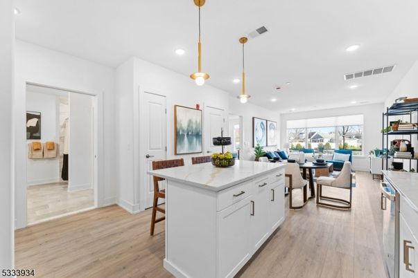 Dining room, Interior, Kitchen, Living room, Pendant Lights, Recessed Lighting, Wood Texture Flooring