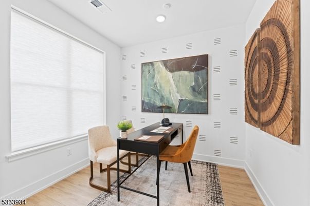 Home Office, Interior, Recessed Lighting, Wood Texture Flooring