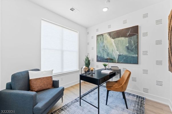Home Office, Interior, Recessed Lighting, Wood Texture Flooring
