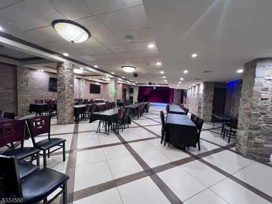 Dining room, Interior, Recessed Lighting, Stone Walls