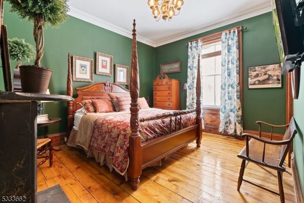 Bedroom, Chandelier, Interior, Wood Texture Flooring