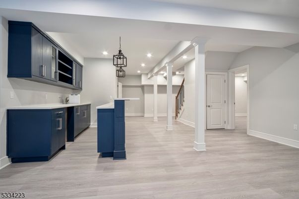 Interior, Kitchen, Pendant Lights, Recessed Lighting, Wood Texture Flooring
