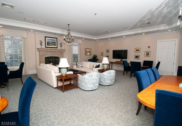 Chandelier, Dining room, Fireplace, Interior, Living room, Recessed Lighting