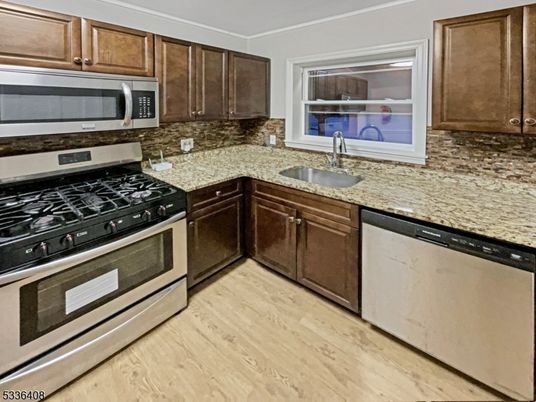 Interior, Kitchen, Stainless Steel Appliances, Wood Texture Flooring