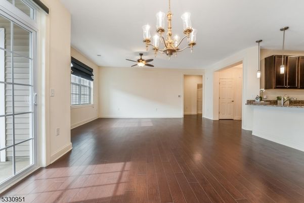 Chandelier, Empty room, Interior, Pendant Lights, Wood Texture Flooring