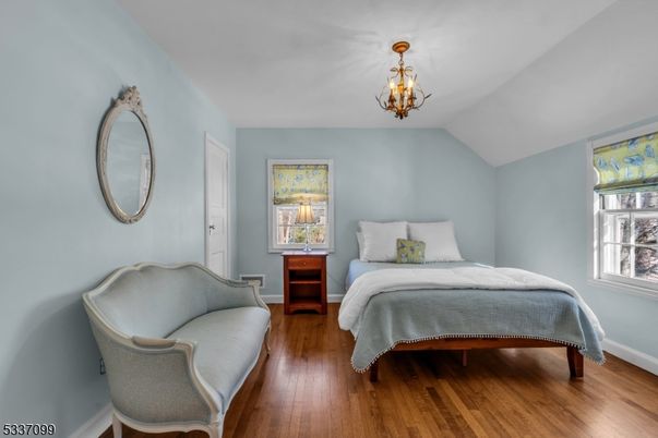 Bedroom, Chandelier, Interior, Wood Texture Flooring