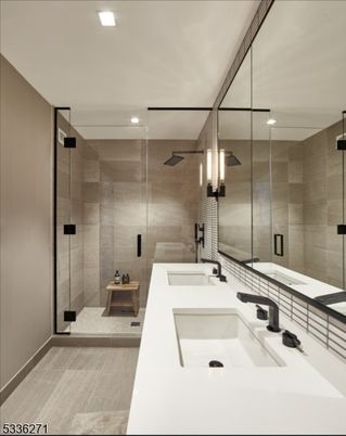 Bathroom, Dual Sink Vanities, Glass Shower, Interior, Recessed Lighting