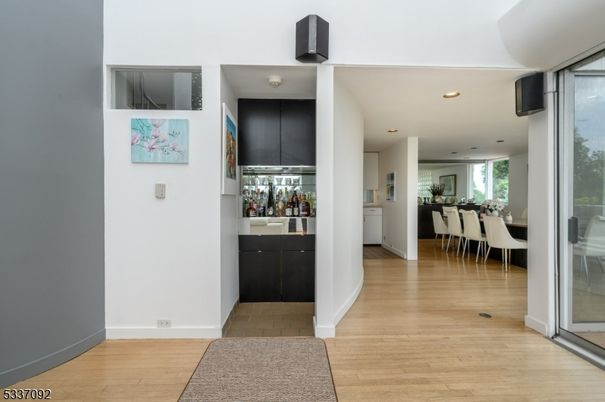 Dining room, Interior, Recessed Lighting, Wood Texture Flooring
