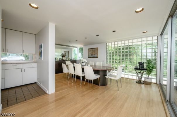 Dining room, Interior, Recessed Lighting, Wood Texture Flooring