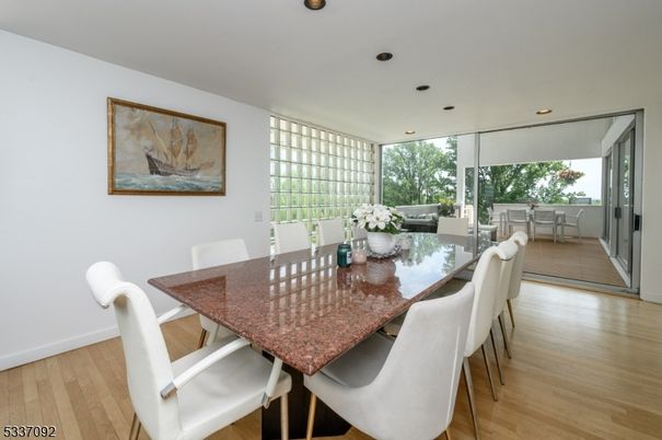 Dining room, Interior, Recessed Lighting, Wood Texture Flooring