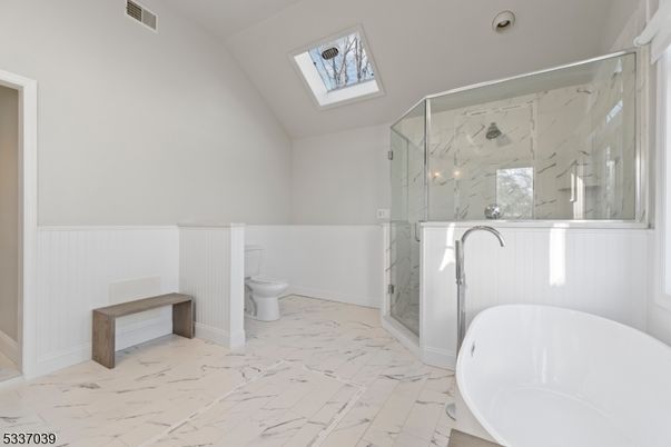Bathroom, Free Standing Baths, Glass Shower, Interior, Marble, Marble Walls
