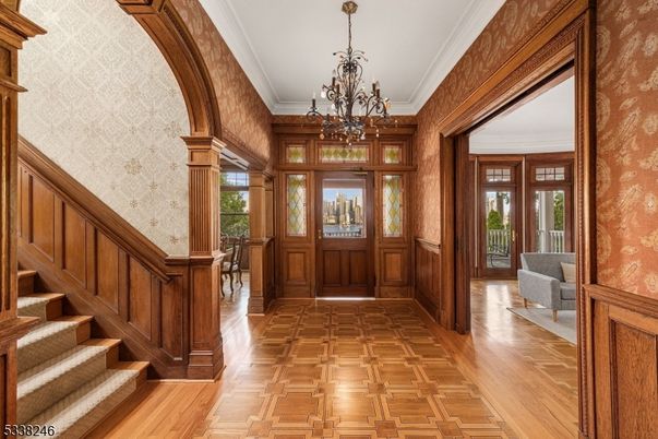 Chandelier, Interior, Wood Texture Flooring