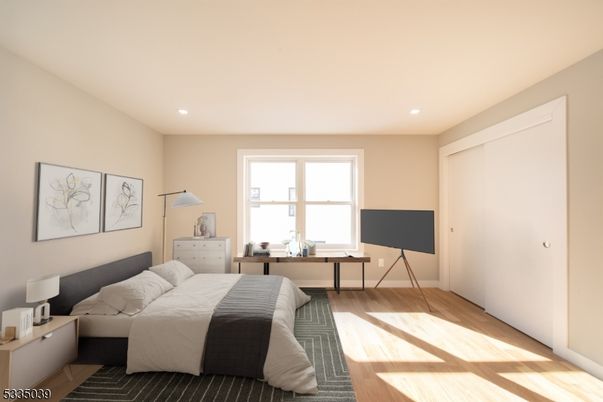 Bedroom, Home Office, Interior, Recessed Lighting, Wood Texture Flooring