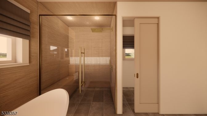 Bathroom, Glass Shower, Interior, Recessed Lighting