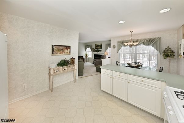 Chandelier, Dining room, Fireplace, Interior, Recessed Lighting