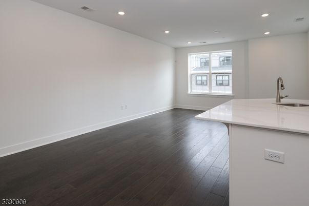 Empty room, Interior, Kitchen, Recessed Lighting, Wood Texture Flooring