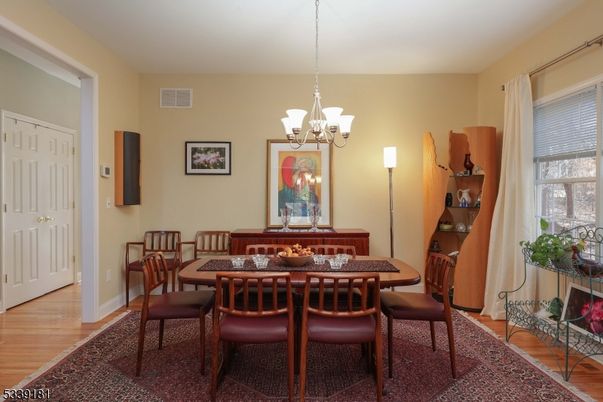 Chandelier, Dining room, Interior, Wood Texture Flooring