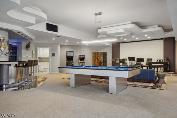Billiard Table, Game Room, Interior, Pendant Lights, Recessed Lighting