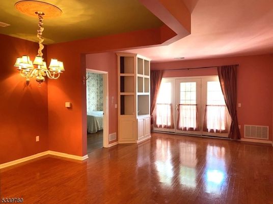 Bedroom, Chandelier, Interior, Wood Texture Flooring