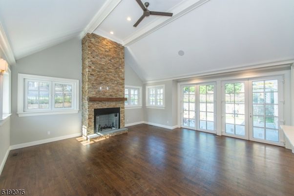 Empty room, Fireplace, Interior, Recessed Lighting, Wood Texture Flooring