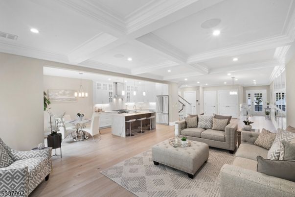 Dining room, Interior, Kitchen, Living room, Pendant Lights, Recessed Lighting, Wood Texture Flooring