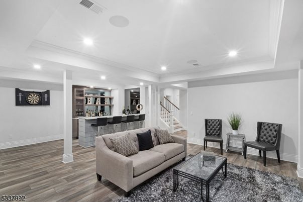Interior, Living room, Recessed Lighting, Wood Texture Flooring