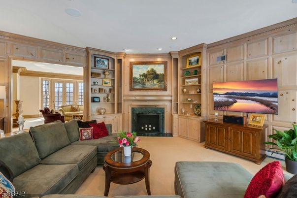 Fireplace, Interior, Living room, Recessed Lighting