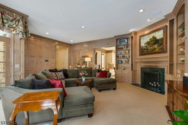 Fireplace, Interior, Living room, Recessed Lighting, Wooden Walls