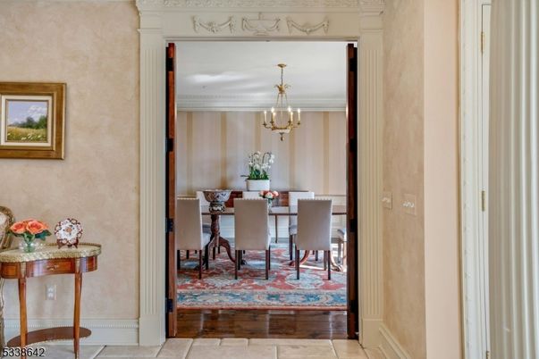 Chandelier, Dining room, Interior, Wood Texture Flooring