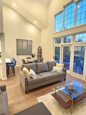 Dining room, Interior, Living room, Recessed Lighting, Wood Texture Flooring