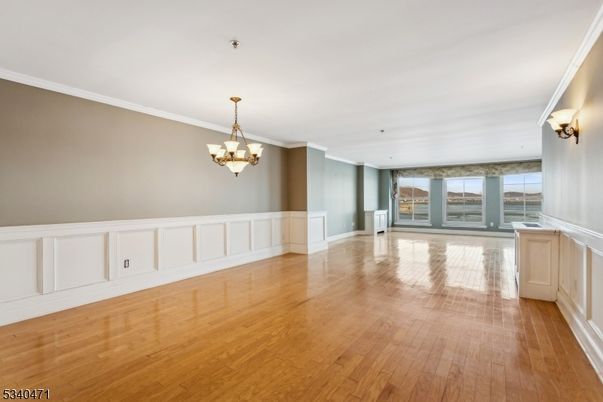 Chandelier, Empty room, Interior, Wood Texture Flooring