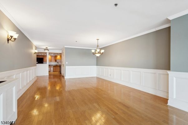 Chandelier, Empty room, Interior, Wood Texture Flooring